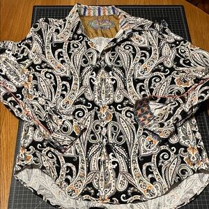 Robert Graham Multicolor corduroy Paisley Button down Shirt xl